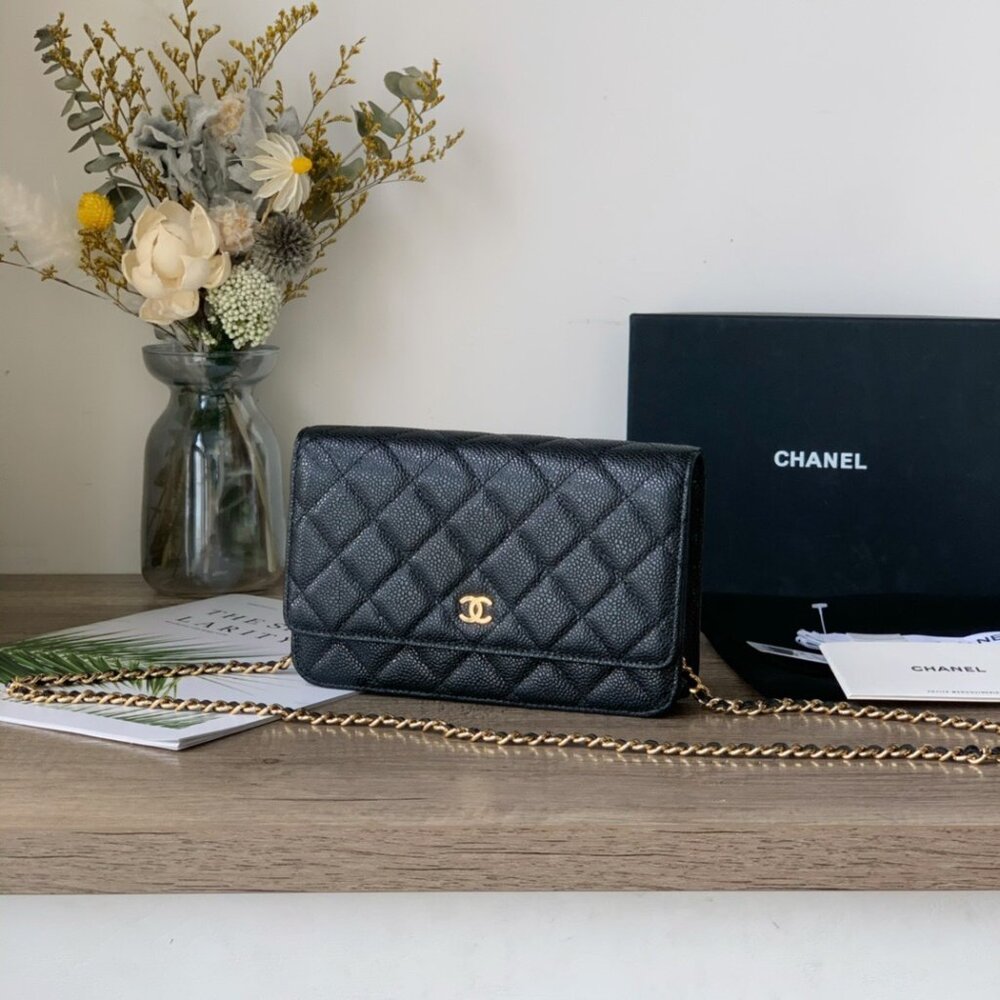 🍀Chanel Wallet On Chain Quilted Lambskin Black